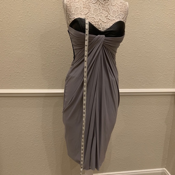 Chris Gramer Leather Accented Mini Dress| Grey/Black Sz. 2 Excellent Condition - Picture 5 of 8